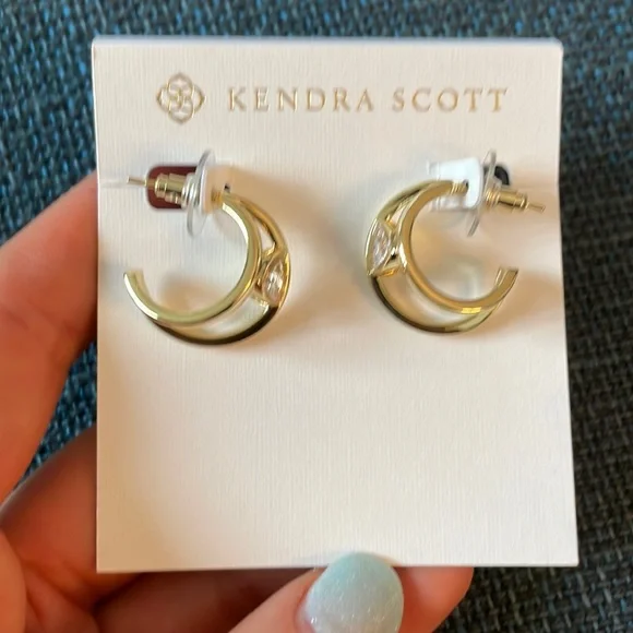 $ firm Kendra Scott Crystal Huggie Hoops - Picture 2 of 5